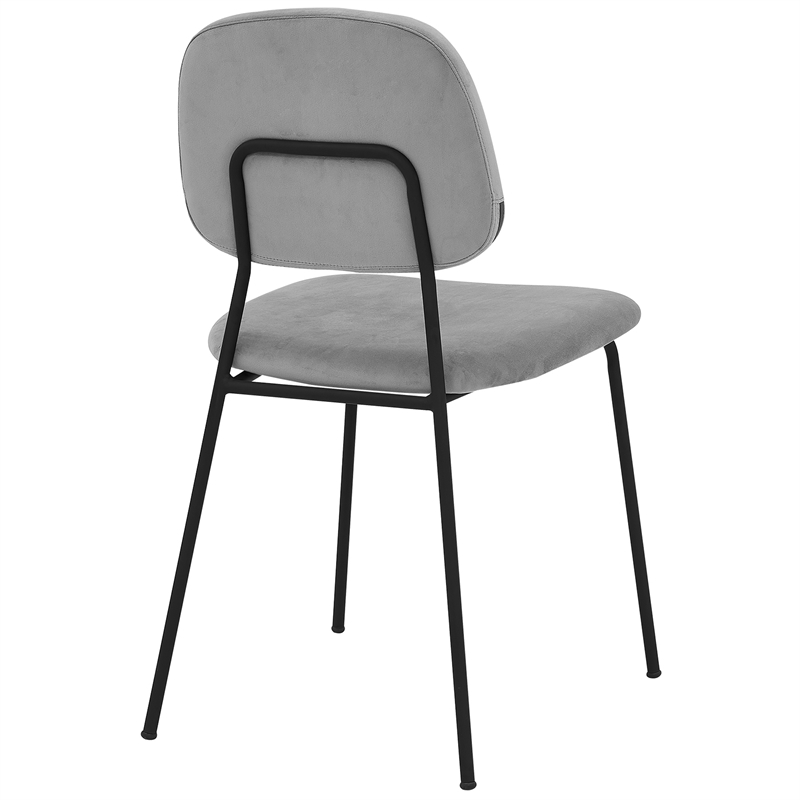 Armen Living Lucy Modern Velvet & Metal Dining Chair in Gray (Set of 2)