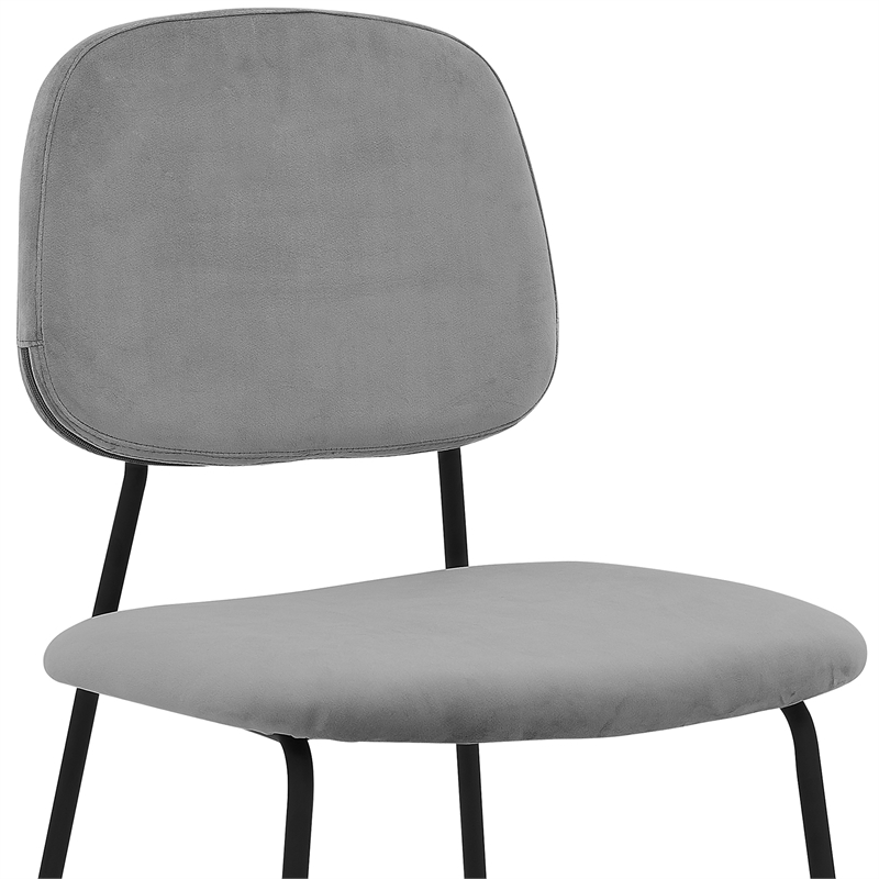 Armen Living Lucy Modern Velvet & Metal Dining Chair in Gray (Set of 2)