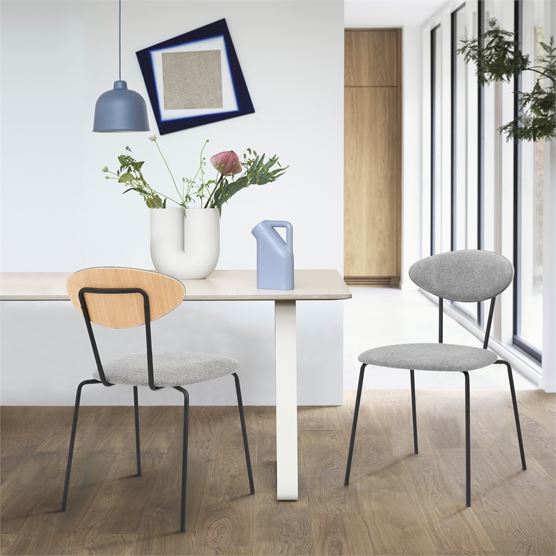 Armen Living Neo Modern Velvet/Metal Dining Room Chairs in Gray/Gold (Set of 2)