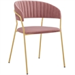 Armen Living Messina and Nara 5-Piece Modern Velvet Dining Set in Pink/Walnut