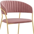 Armen Living Messina and Nara 5-Piece Modern Velvet Dining Set in Pink/Walnut