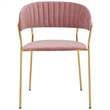 Armen Living Messina and Nara 7-Piece Modern Velvet Dining Set in Pink/Walnut