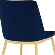 Armen Living Messina 7-Piece Rectangular Velvet/Wood Dining Set in Blue/Walnut