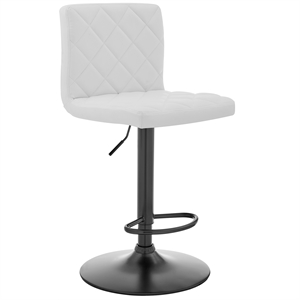 Armen Living The Duval 24-32&quot Faux Leather/Metal Swivel Bar Stool in White/Black