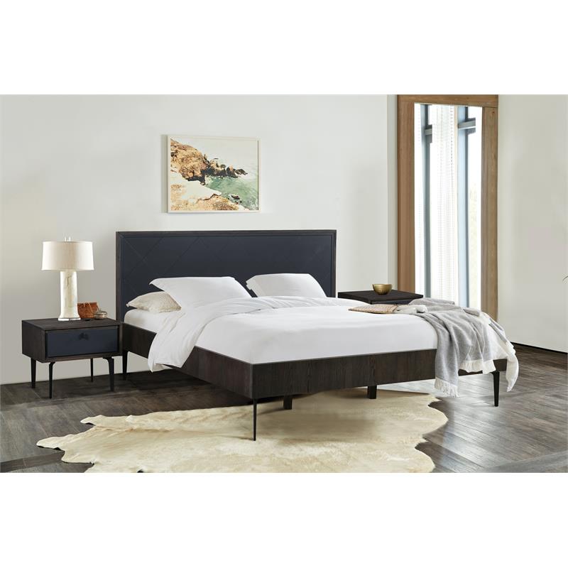 Armen Living Cross 3-Piece Modern Wood King Bedroom Set in Dark Gray/Black