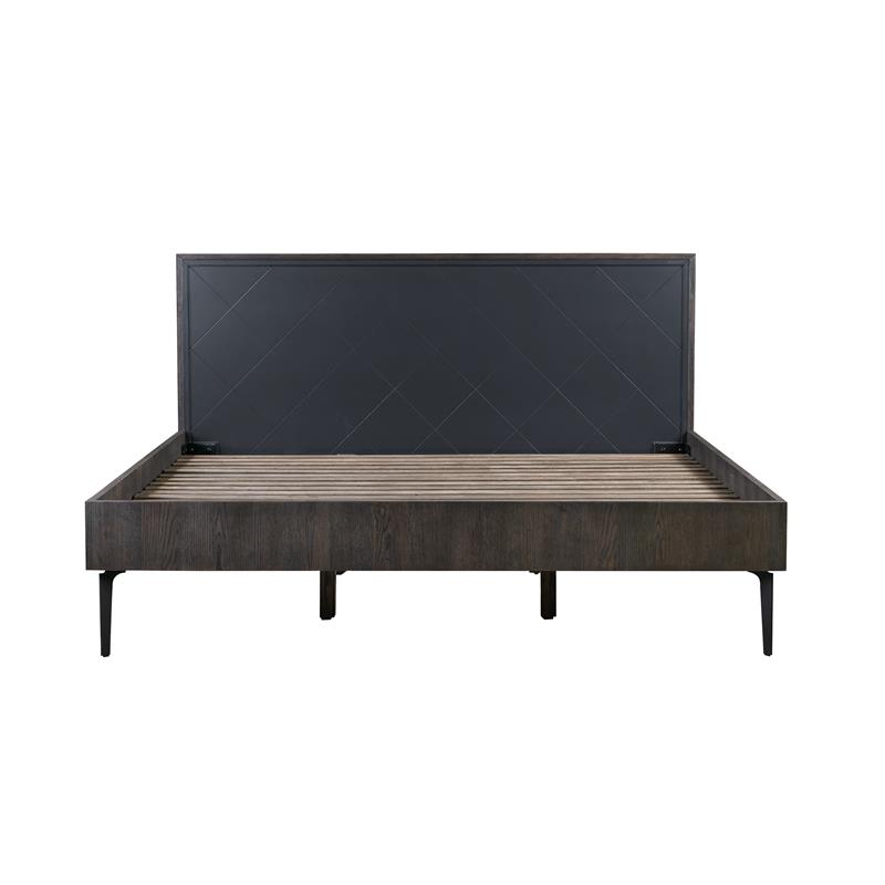 Armen Living Cross 4-Piece Modern Wood King Bedroom Set in Dark Gray/Black