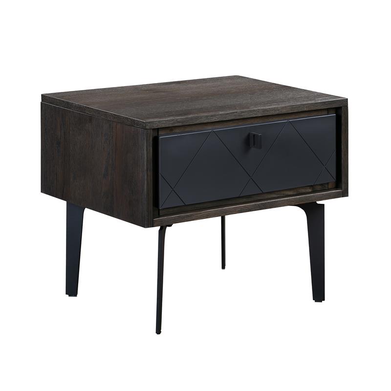 Armen Living Cross 4-Piece Modern Wood King Bedroom Set in Dark Gray/Black
