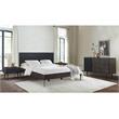 Armen Living Cross 4-Piece Modern Wood King Bedroom Set in Dark Gray/Black