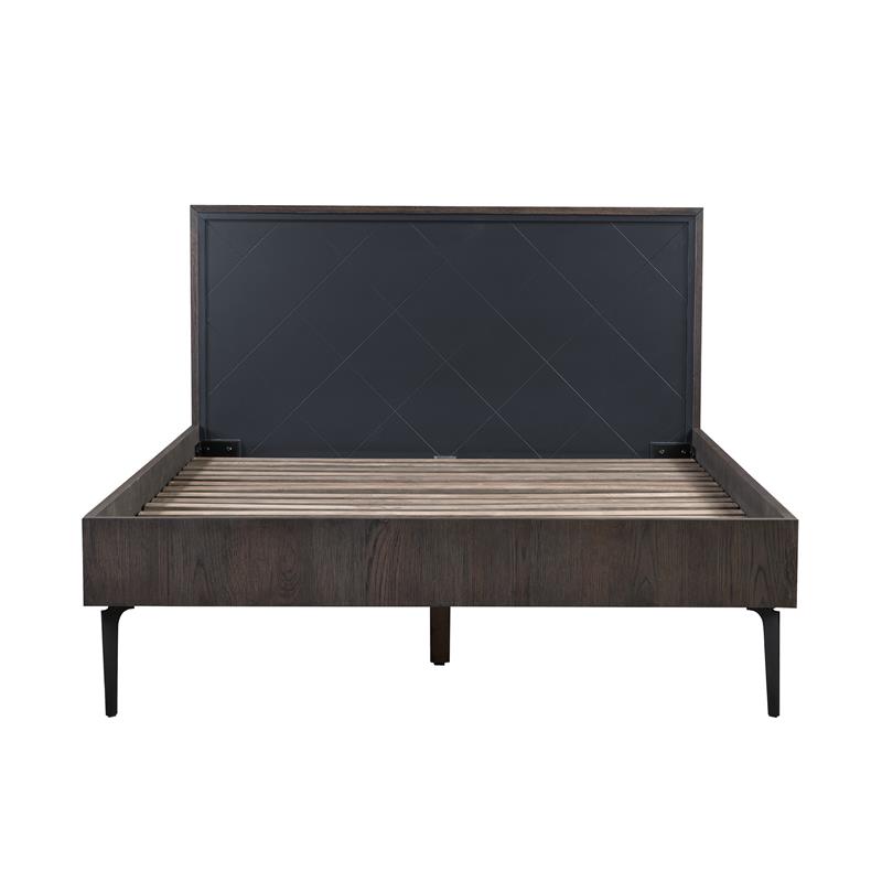 Armen Living Cross 3-Piece Modern Wood Queen Bedroom Set in Dark Gray/Black