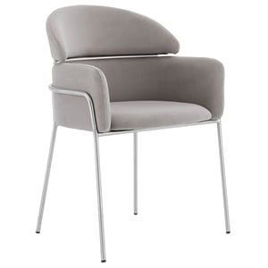 Armen Living Portia 19&quot Velvet & Metal Dining Room Chairs in Gray (Set of 2)