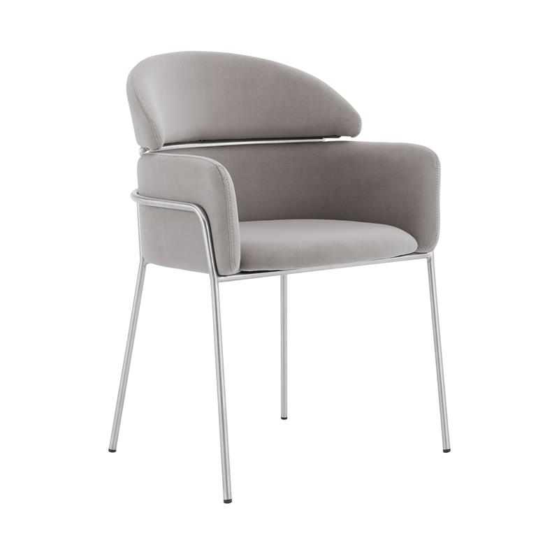 Armen Living Cressida and Portia 7-Piece Fabric/Glass Dining Set in Gray/Black