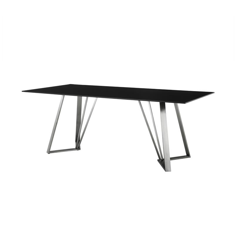 Armen Living Cressida and Portia 7-Piece Fabric/Glass Dining Set in Gray/Black