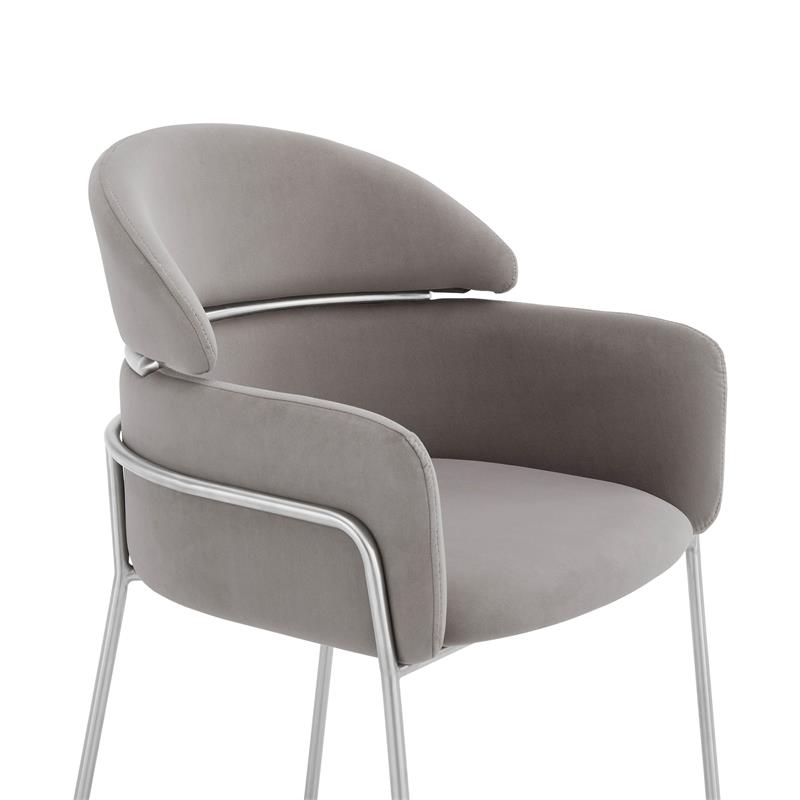 Armen Living Cressida and Portia 7-Piece Fabric/Glass Dining Set in Gray/Black