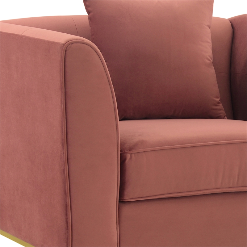 Armen Living Everest Upholstered Fabric Sofa Accent Chair in Blush Pink/Gold