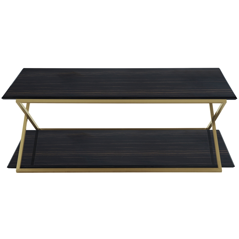 Armen Living Westlake Modern Wood & Metal Coffee Table in Dark Brown/Gold