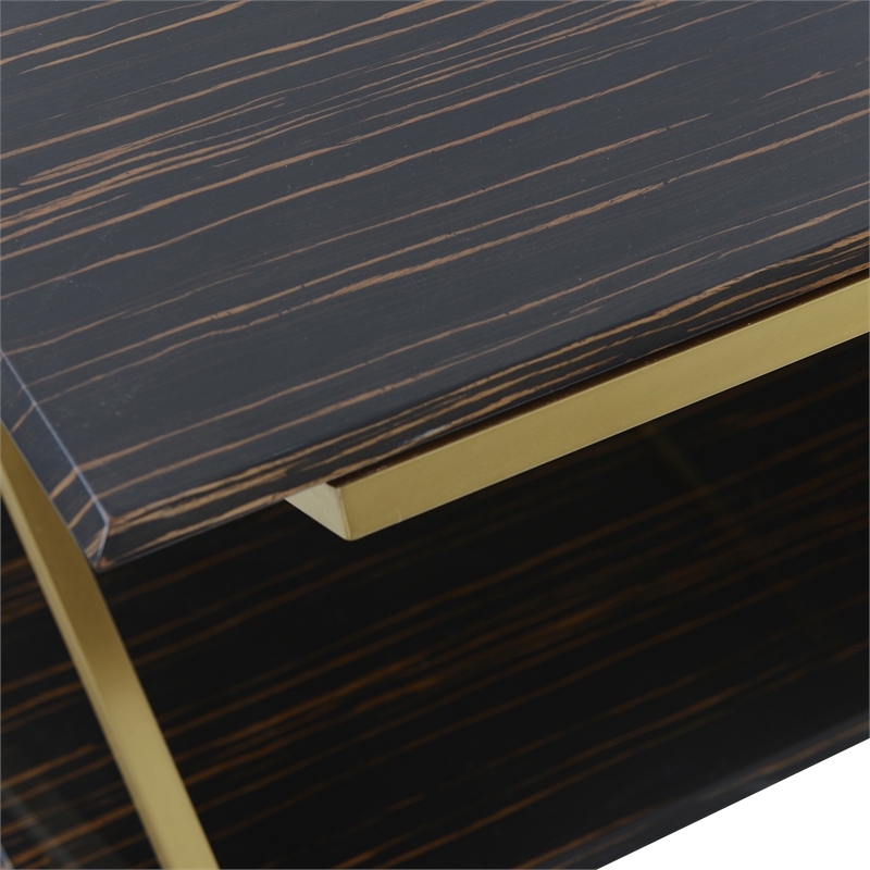 Armen Living Westlake Modern Wood & Metal Coffee Table in Dark Brown/Gold