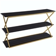 Armen Living Westlake 3-Tier Wood & Metal Console Table in Dark Brown/Gold