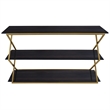 Armen Living Westlake 3-Tier Wood & Metal Console Table in Dark Brown/Gold