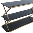 Armen Living Westlake 3-Tier Wood & Metal Console Table in Dark Brown/Gold