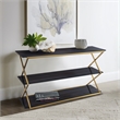 Armen Living Westlake 3-Tier Wood & Metal Console Table in Dark Brown/Gold