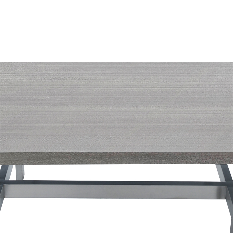 Armen Living Illusion Stainless Steel and Wood Coffee Table in Chrome/Gray