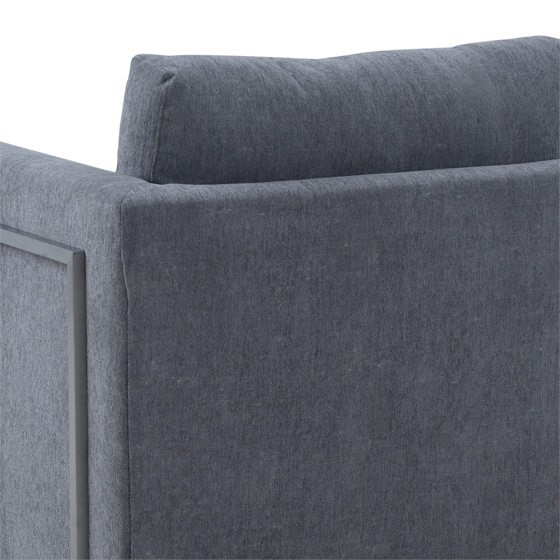 Armen Living Heritage Upholstered Fabric Accent Chair in Gray/Stainless Steel