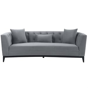 Armen Living Melange Modern Velvet & Wood Sofa in Gray/Black