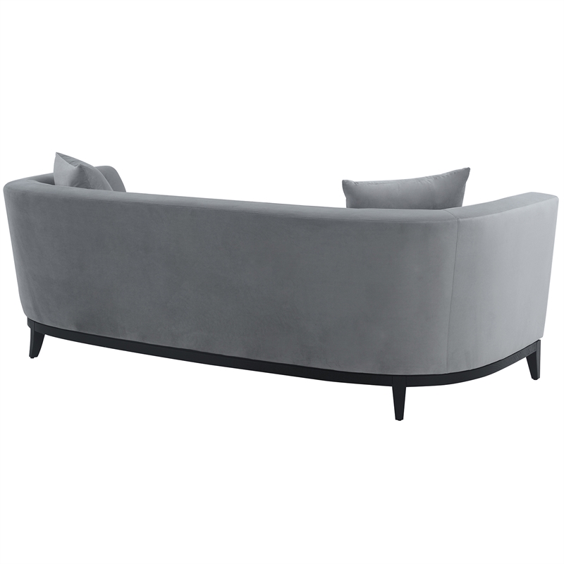 Armen Living Melange Modern Velvet & Wood Sofa in Gray/Black