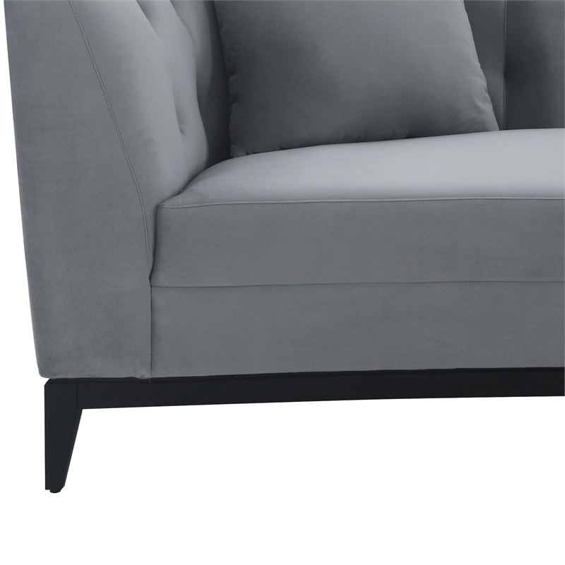 Armen Living Melange Modern Velvet & Wood Sofa in Gray/Black