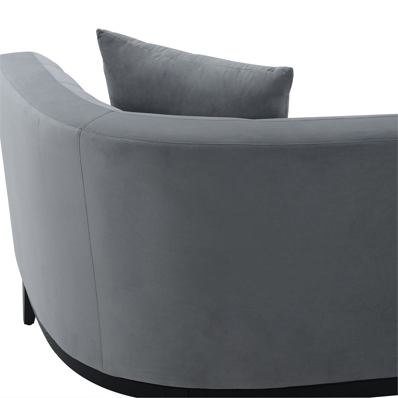 Armen Living Melange Modern Velvet & Wood Sofa in Gray/Black