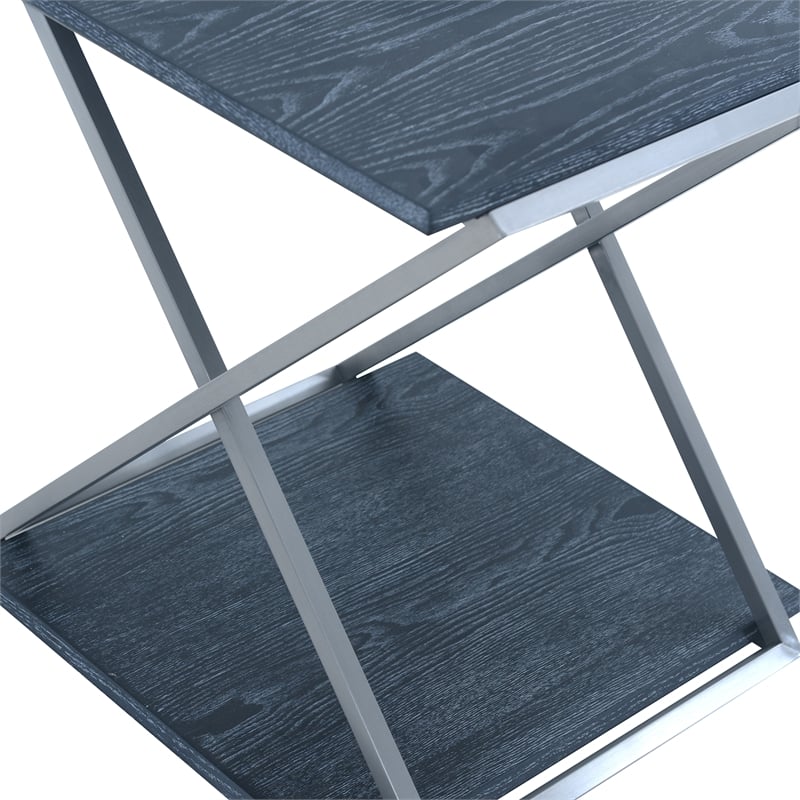 Armen Living Westlake Modern Wood & Metal End Table in Black/Stainless Steel