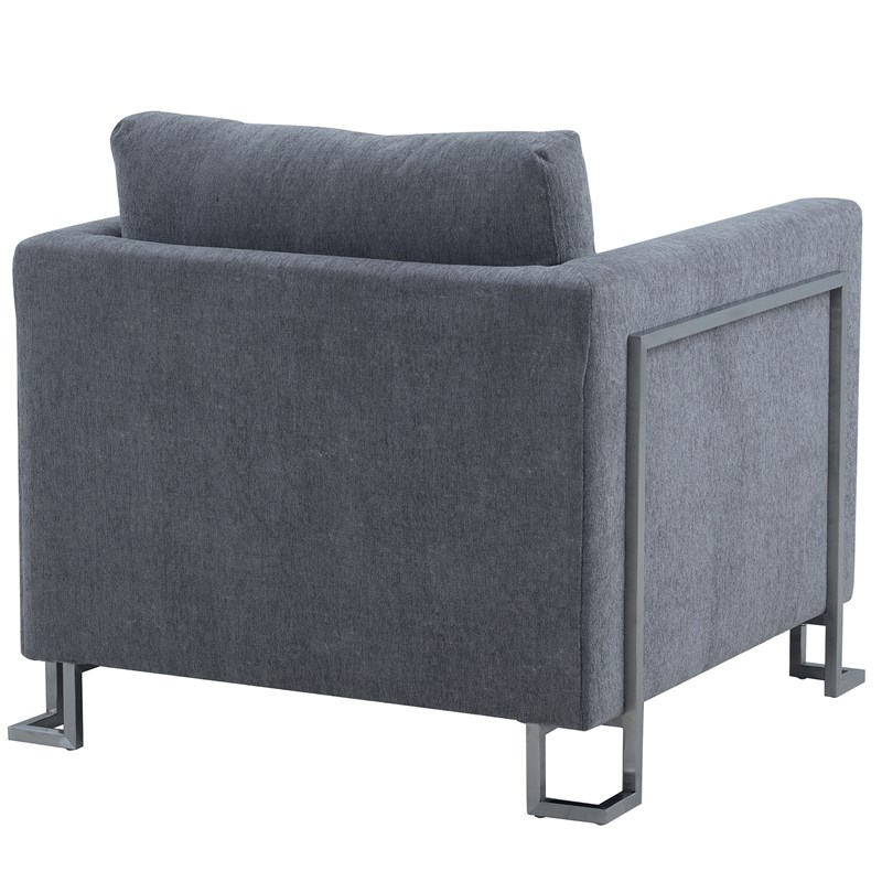 Armen Living Heritage 2-Piece Upholstered Fabric Sofa & Chair Set in Gray