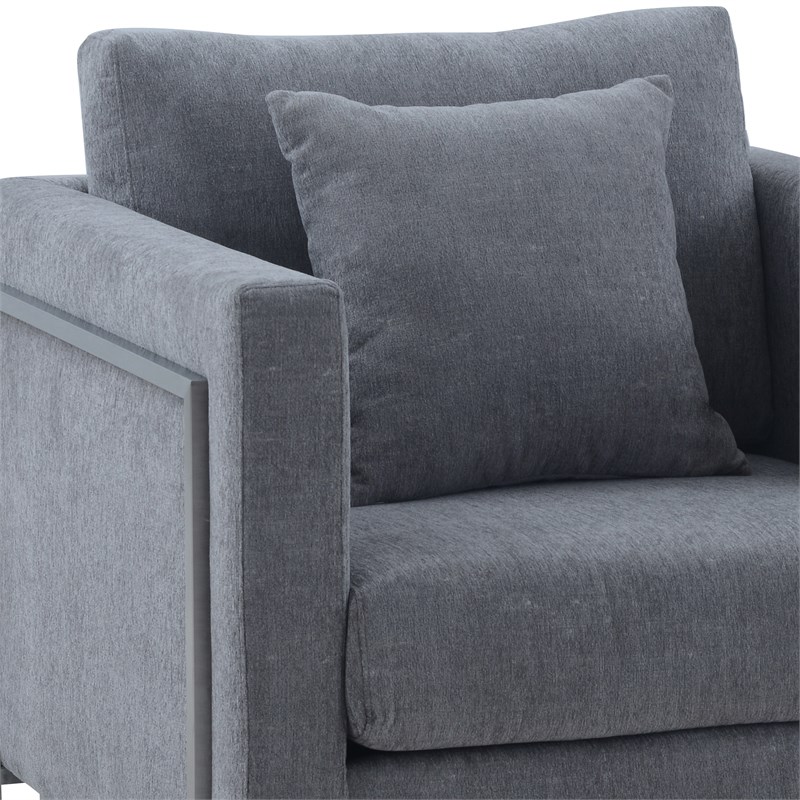 Armen Living Heritage 2-Piece Upholstered Fabric Sofa & Chair Set in Gray