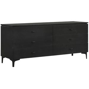 Armen Living Legend 6-Drawer Modern Wood Dresser with Metal Legs in Black