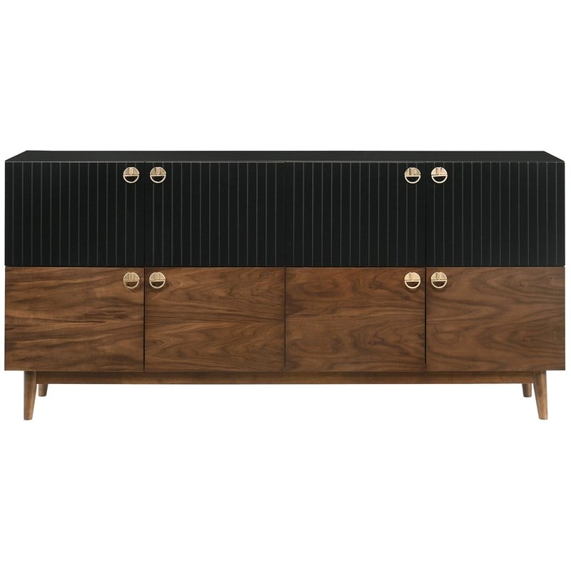 Armen Living Amigo 4-Door Modern Veneer and Wood Buffet in Brown/Black