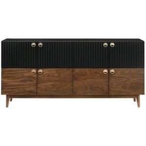 Armen Living Amigo 4-Door Modern Veneer and Wood Buffet in Brown/Black