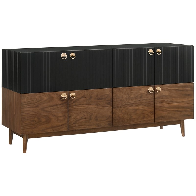 Armen Living Amigo 4-Door Modern Veneer and Wood Buffet in Brown/Black