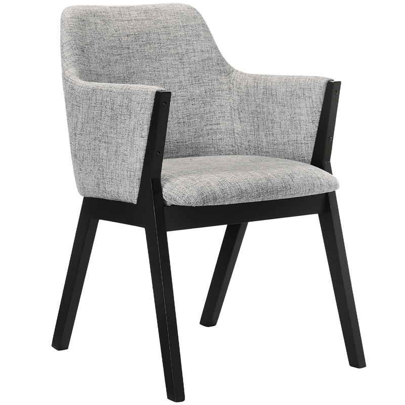Armen Living Renzo Wood/Fabric Dining Side Chairs in Light Gray/Black (Set of 2)