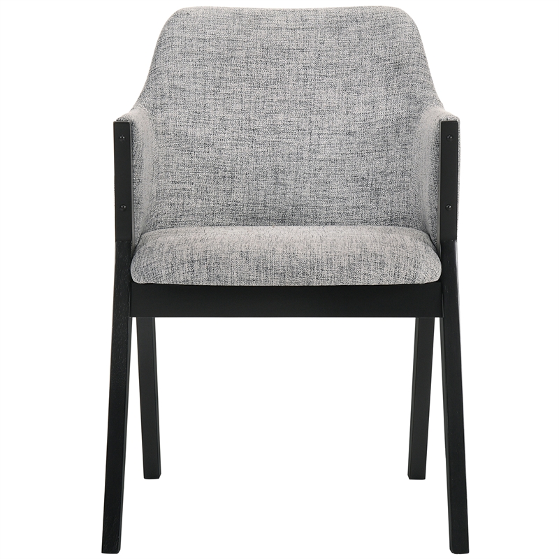 Armen Living Renzo Wood/Fabric Dining Side Chairs in Light Gray/Black (Set of 2)