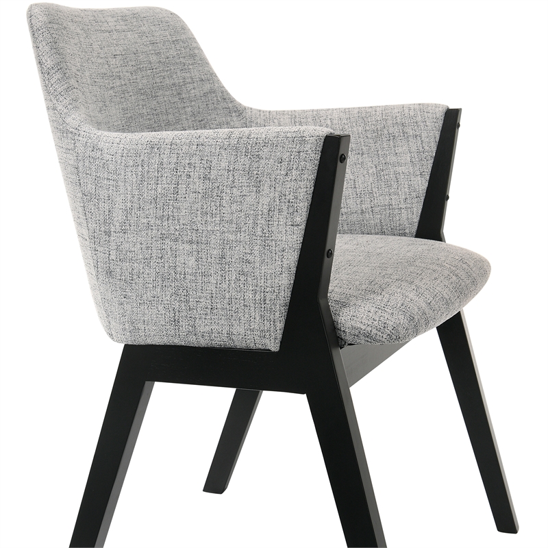 Armen Living Renzo Wood/Fabric Dining Side Chairs in Light Gray/Black (Set of 2)