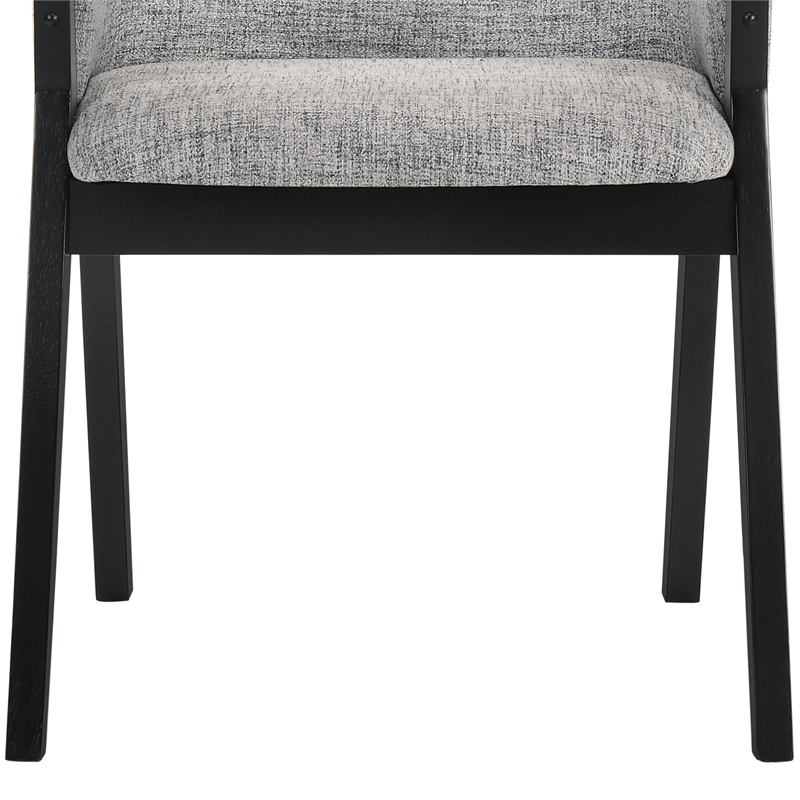 Armen Living Renzo Wood/Fabric Dining Side Chairs in Light Gray/Black (Set of 2)