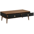 Armen Living Amigo Modern Veneer Wood Coffee Table in Black/Walnut