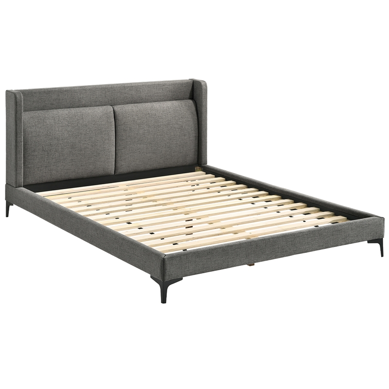 Armen Living Legend 4-Piece Fabric & Wood Queen Bedroom Set in Gray/Black