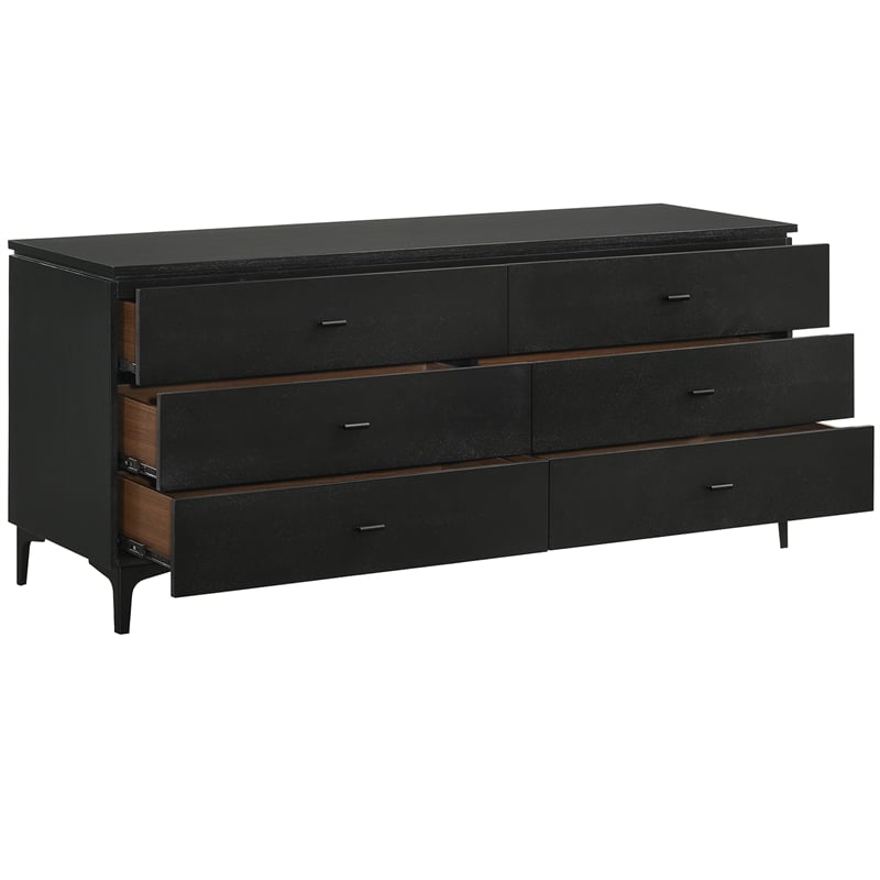 Armen Living Legend 4-Piece Fabric & Wood Queen Bedroom Set in Gray/Black
