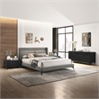 Armen Living Legend 4-Piece Fabric & Wood Queen Bedroom Set in Gray/Black