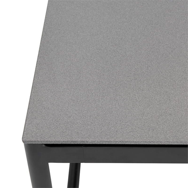 Armen Living Crown Aluminum & Stone Outdoor Dining Table in Black