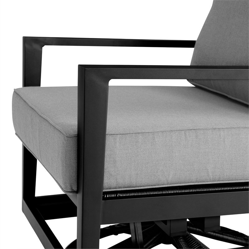 Armen Living Cayman Aluminum Outdoor Swivel Glider Chair in Black