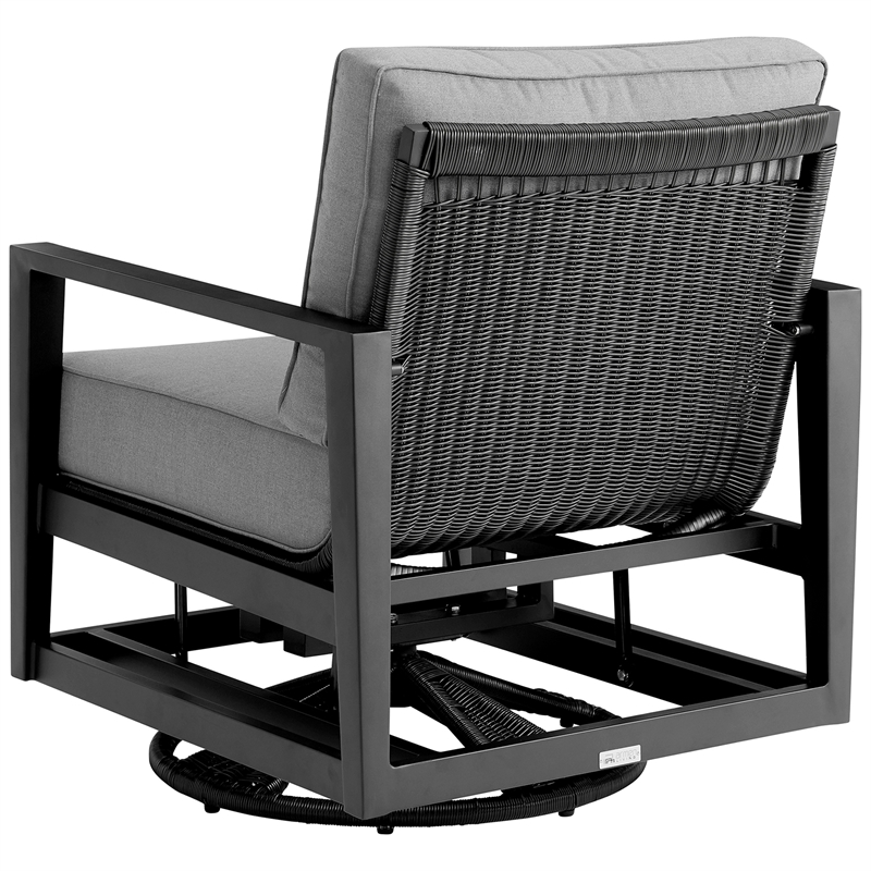 Armen Living Cayman Aluminum Outdoor Swivel Glider Chair in Black