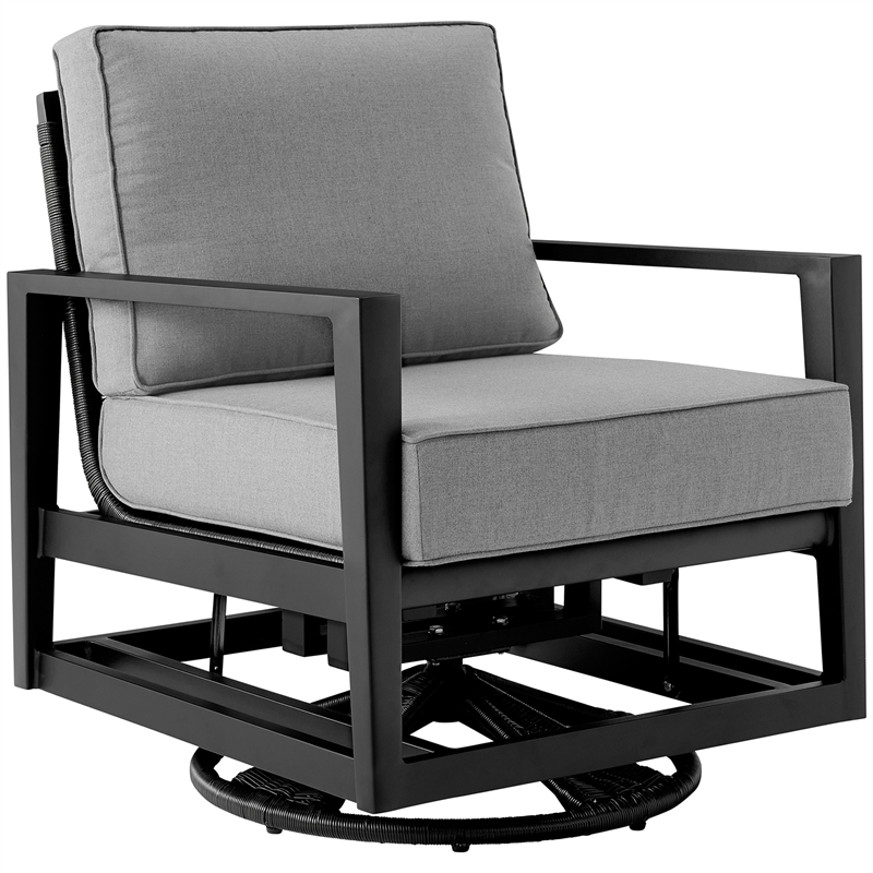Armen Living Cayman Aluminum Outdoor Swivel Glider Chair in Black