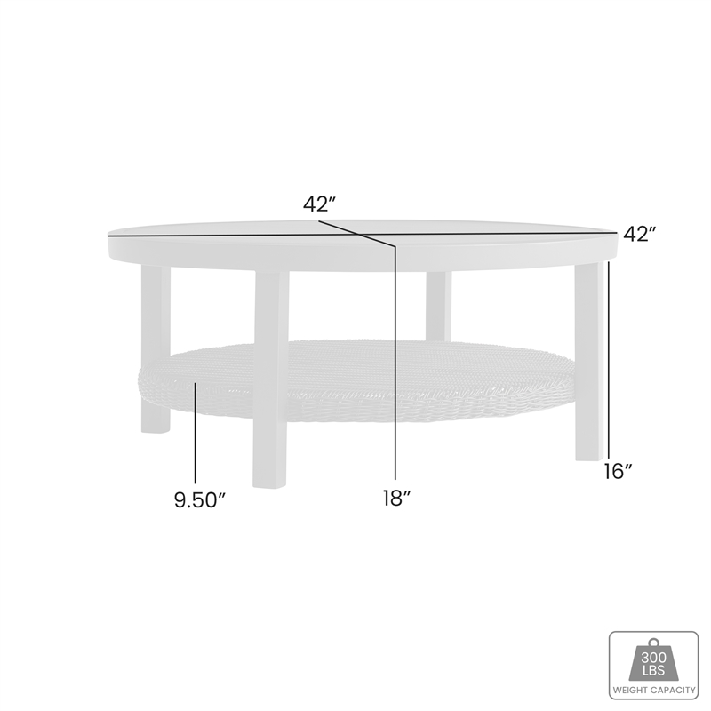 Armen Living Cayman Aluminum Outdoor Round Conversation Table in Black